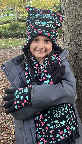 Image of N'Ice Caps Kids Hat Glove Scarf Girls 3 Piece Winter Knit Set Sherpa Lined