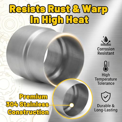 Image of 3 inch OD to 4 inch OD Exhaust Adapter Connector 304 Stainless Steel