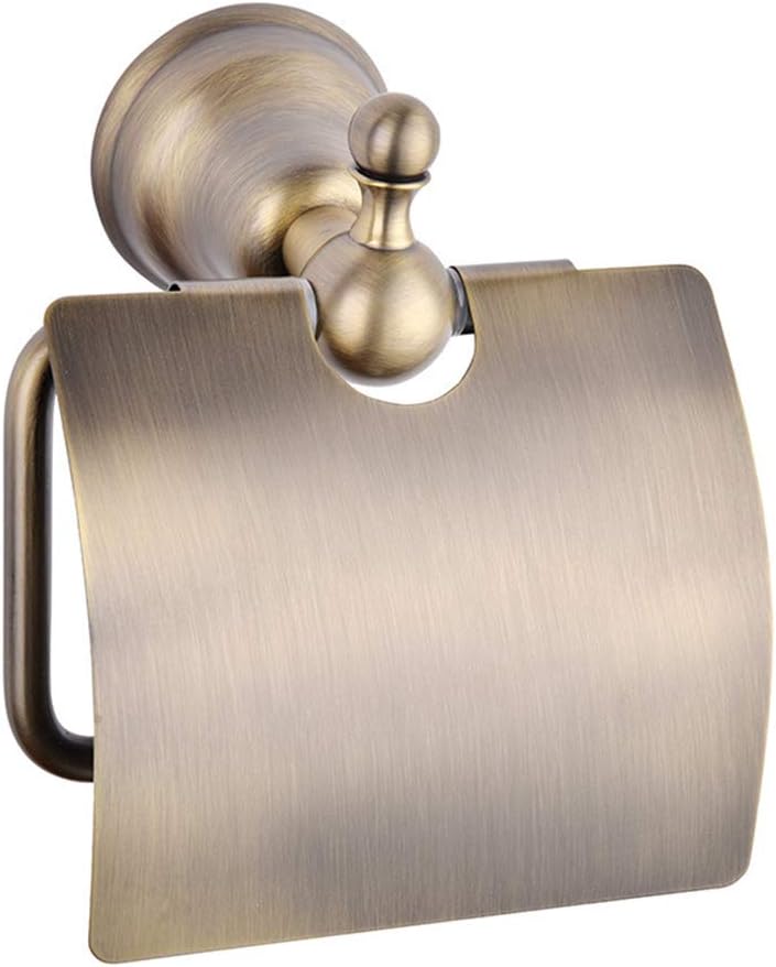 Toilet Paper Holder with Cover Dispenser Wall Mount Paper Tissue Roll for Bathroom Green Bronze Brushed, Brass Rust Resistance