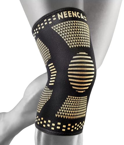 NEENCA Copper Knee Braces for Knee Pain Relief - 2 Pack Copper Knee Sleeves Set, Knee Compression Sleeves with Copper Ions Infused Fiber for Sports, Workout, Arthritis, Meniscus Tear- FSA/HSA Eligible
