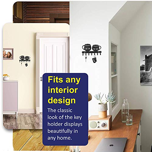 Image of Sehaz Artworks Metal Key Holder for Home | Bird Key Hooks | Key Holder for Home Decor Stylish | Key Stand for Wall (7 Hooks, Black)