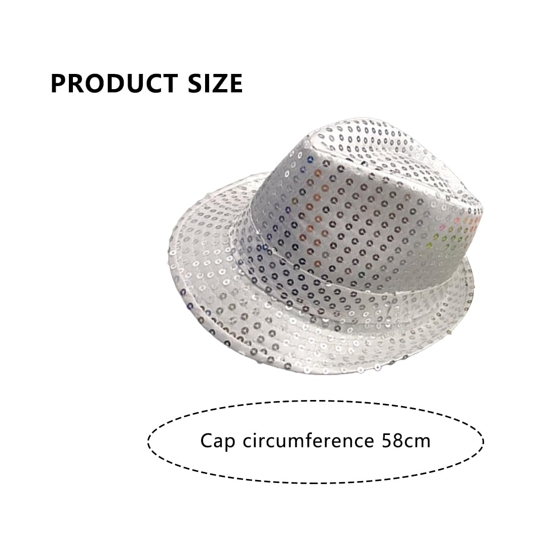 LAWALEISHE Sequin Hat,Sequin Fedora Hat for Party,Glitter Jazz Caps for Adult,Shiny Hip-Hop Disco Hats Fancy Dress - Image 2