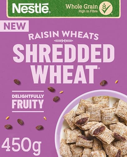 Nestlé Cereals - Shredded Wheat Breakfast Cereal - Bitesize Raisin Wholegrain Biscuits High Fibre Vegan - 450g