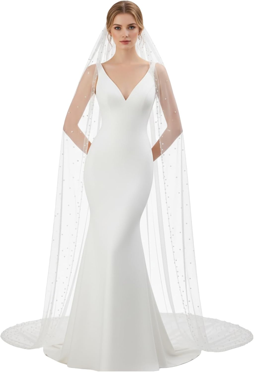 1 Tier Pearl Wedding Bridal Veil With Metal Comb Headband Decorations, Bride To Be Gift, Wedding