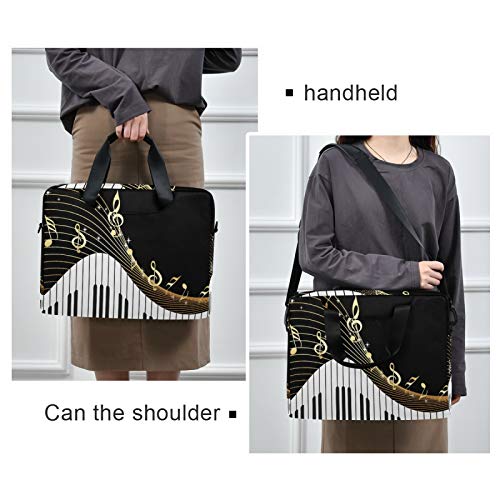 Laptop Shoulder Bag Piano Keyboard Music Note Art Portable Laptop Sleeve Case with Strap for 14/15.6/16in Notebook Computer Messenger Bag for Women Men Briefcase - Thumbnail 6