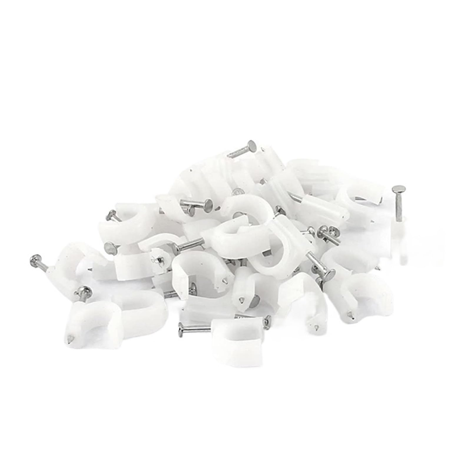 Kabelschellen Nagelschellen 100 STÜCKE PE-Kunststoff 4/5/6/7/8/9/10/12mm Kreis Kabelclip C-förmiger Kohlenstoffstahl(20mm)