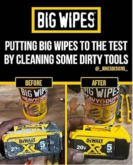 BIG WIPES Heavy Duty Industrial Textured Scrubbing Wipes (80 Count (Pack of 2), Heavy-Duty)