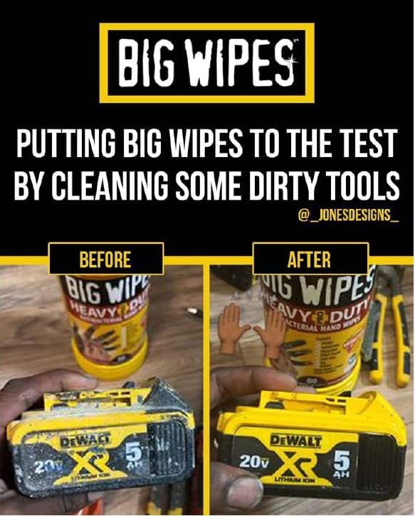 BIG WIPES Heavy Duty Industrial Textured Scrubbing Wipes (80 Count (Pack of 2), Heavy-Duty)