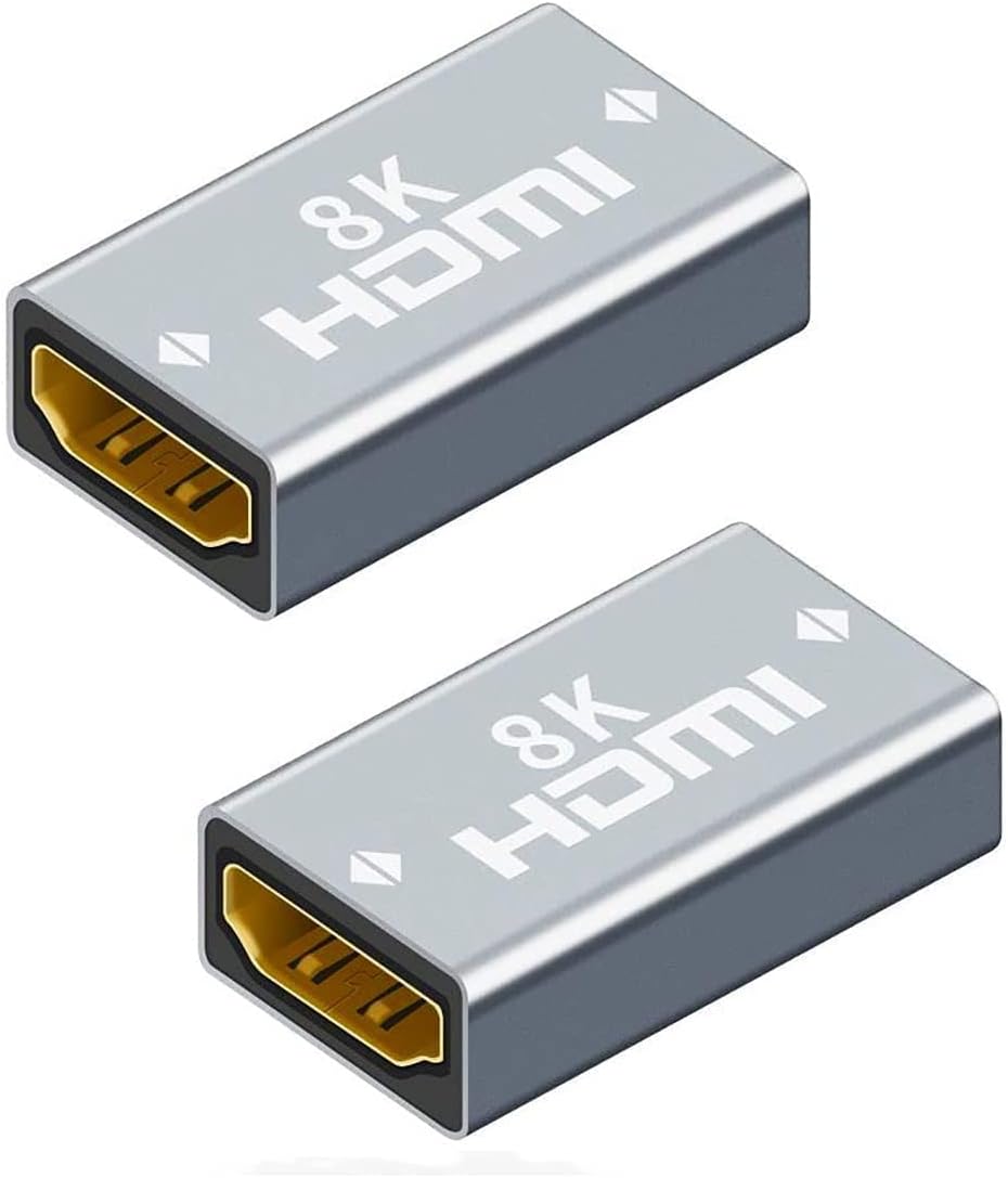 HDMI Coupler Female to Female 2 Pack,3D 8K HDMI Extension Cable Connector Aluminum Alloy for HDTV,Roku Stick,Computer,PC,Monitor,Laptop,Projector,DVD Player,AV Receiver Adapter,PS 5/4/3/2