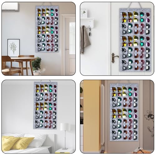 HNBTX Hängende Sonnenbrille Organizer, 25 Fächer Brillenaufbewahrung Wandhalterung, Gefühlt Brillenaufbewahrung Wand, Brillenhalter Wand Filz