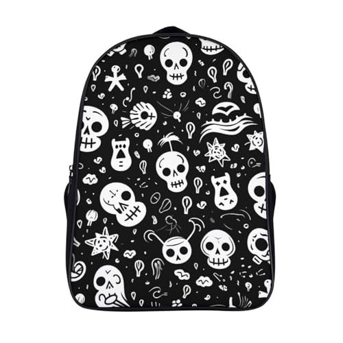 Mochila escolar de calavera para niña infantil impermeable con bolsillos y gran capacidad