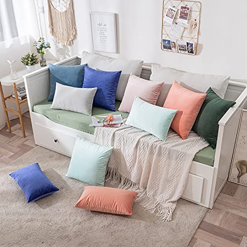 Image of MIULEE Pack of 2 Greyish White Velvet Throw Pillow Covers 12x20 Inch Soft Solid Decorative Set Lumbar Cushion Cases for Spring Couch Sofa Bedroom