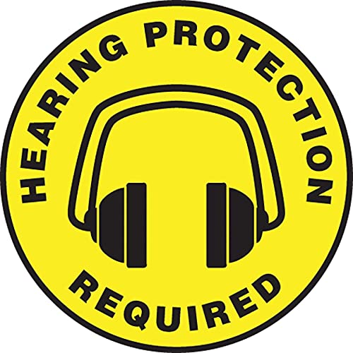 Autocollant de sol protection auditive obligatoire jaune et noir Accuform MFS1008
