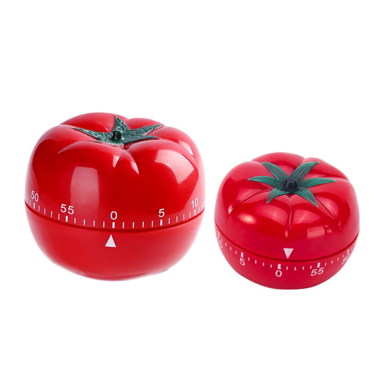 COLLBATH Temporizador Mecánico de Cocina sin Batería Forma de Tomate, 2 Piezas, Rotación Manual para Cocinar Cocina