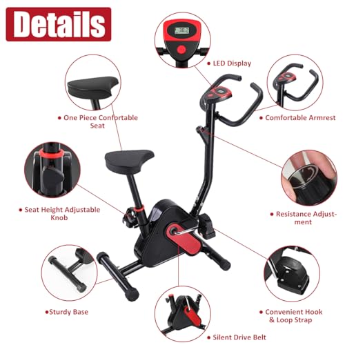 Image of iMeshbean Exercise Bike, Stationary Bikes for Home Indoor Cycling Bike for Home Cardio Gym, Workout Bike with LED Monitor, Silent Belt Drive, Seat Height Adjustable, Resistance Adjustable