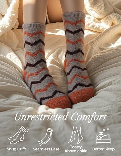 Image of TEHOOK Warm & Cozy Gifts for Women, Fluffy Fuzzy Plush Sleeping Slipper Socks - Soft Warm Fabric