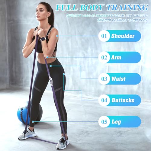 4 Pcs Elastique Musculation, Elastique Sport Bande Elastique Musculation avec Sac Ancrage de Porte, Bande de Résistance Bande Elastique Fitness pour Entraînement Gym Fitness Pilates Yoga – Image 5