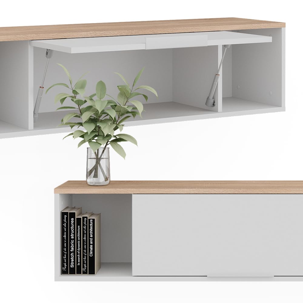 Vicco Estantería de Pared Betti, Blanco/Sonoma, 120 x 30 cm | para montaje en pared, apto para salón u oficina