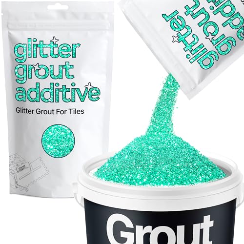 Hemway Glitter Grout Additive add Sparkle to Mosaic Tiles, Bathrooms, Wet Rooms, Kitchens, Tiled Based Rooms and Cement Based Grouts 100g / 3.5oz - Turquoise Blue