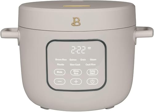 Hermosa olla eléctrica de arroz y cereales de 14 tazas, revestimiento antiadherente de cerámica, olla de arroz digital y olla de cocción lenta,