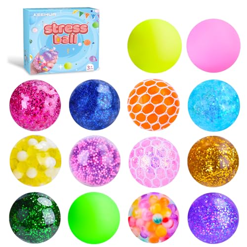 Bolas anti-stress 14 peças bola anti-stress brinquedos sensoriais, brinquedos anti-stress Squeeze para aliviar a ansiedade para crianças e adultos, presentes de aniversário, festa de presentes, prémio