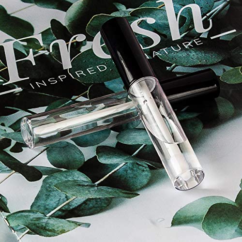 Gther 10Pcs 10Ml Empty Lip Gloss Containers Tube With Wand, Refillable Lip Balm Bottles, Lipstick Sample Container And Funnel And Rubber Stoppers For Girls Diy Lip Samples, Black Top #TOP6
