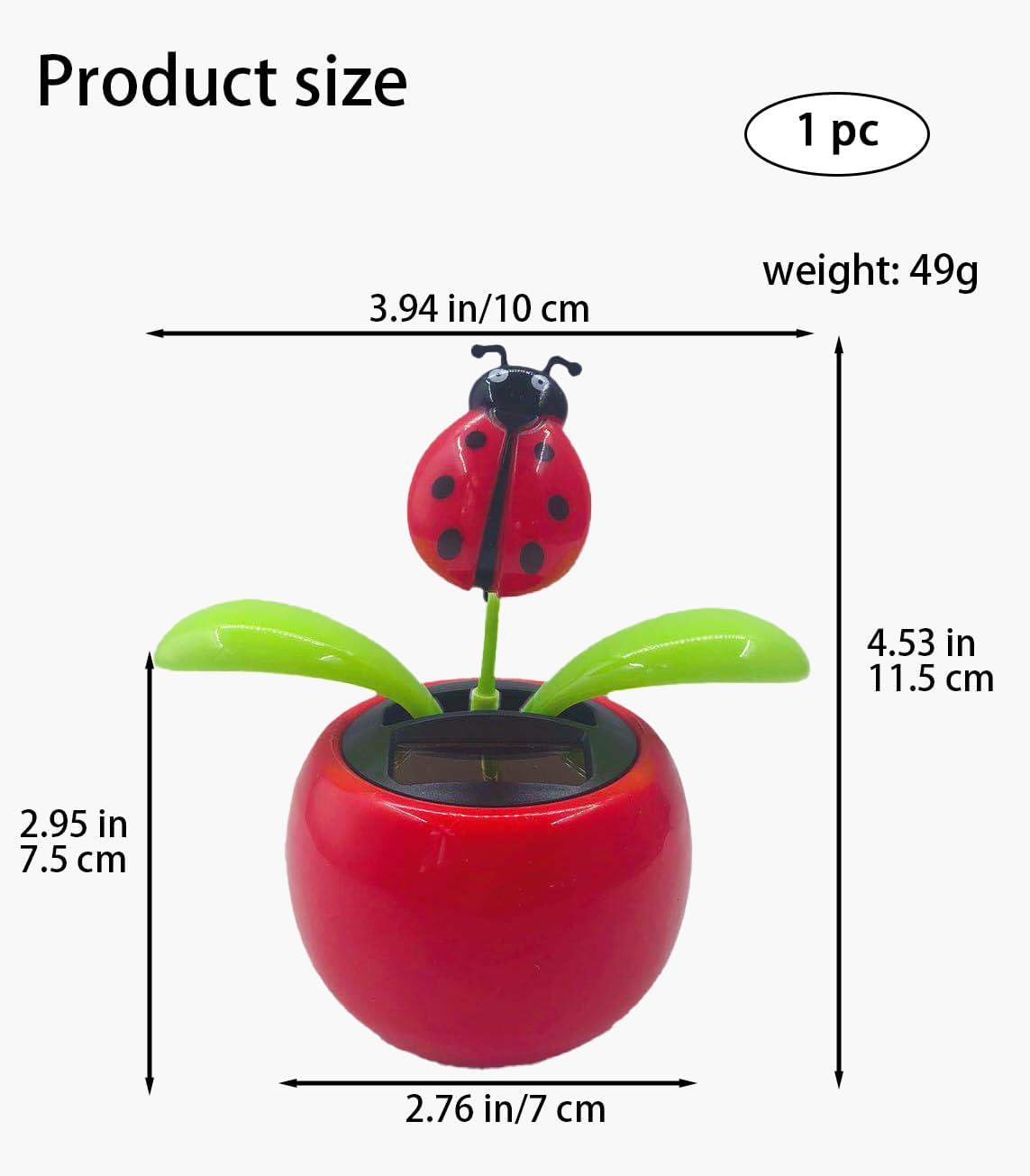 Sndperiexam 1 Pc Red Seven-Starred Ladybug Solar Dancing Car Dashboard Decorations, Funny Solar Powered Dancing Flower Pot Car Ornaments Flower Swinging Decoration for Car Decor for Gift