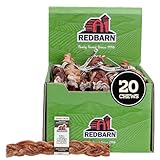 Redbarn Pet Products Odor-Free 7 Inch Braided Bully Braids - Case of 20 Sticks - Long Lasting 100% Beef Chews for Small Medium Large Dogs & Puppies - Single Ingredient Treat Reward