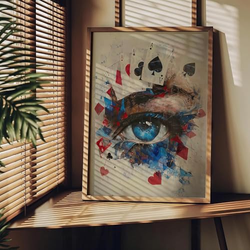 Impression sur toile As de poker 60x80 cm avec cadre intérieur pour décoration