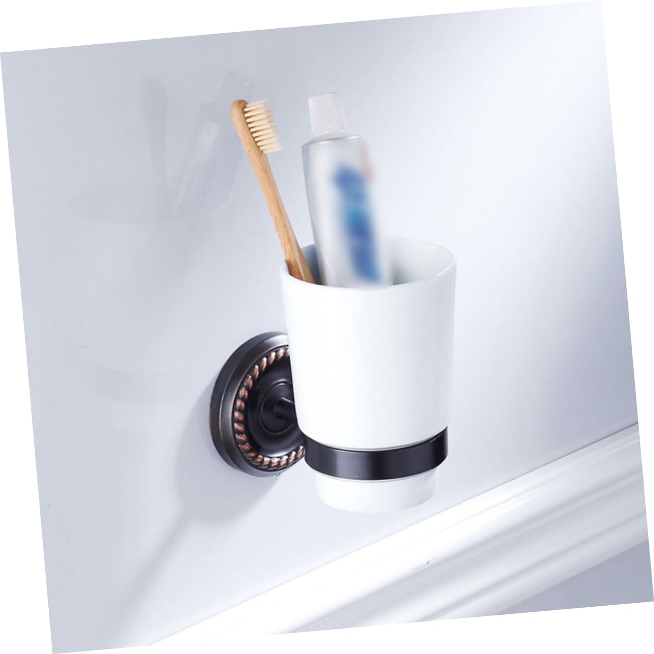 Ciieeo Estantes De Almacenamiento Negros Colgador de Tazas montado en la Pared Cepillo de eléctrico Cepillo de electrico Portavasos de cerámica Porta Vaso para Cepillo de Individual