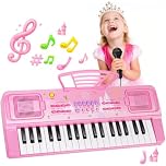 37 Key Pink Piano Keyboard for Girls Kids Music Toy with Mic & Music Stand