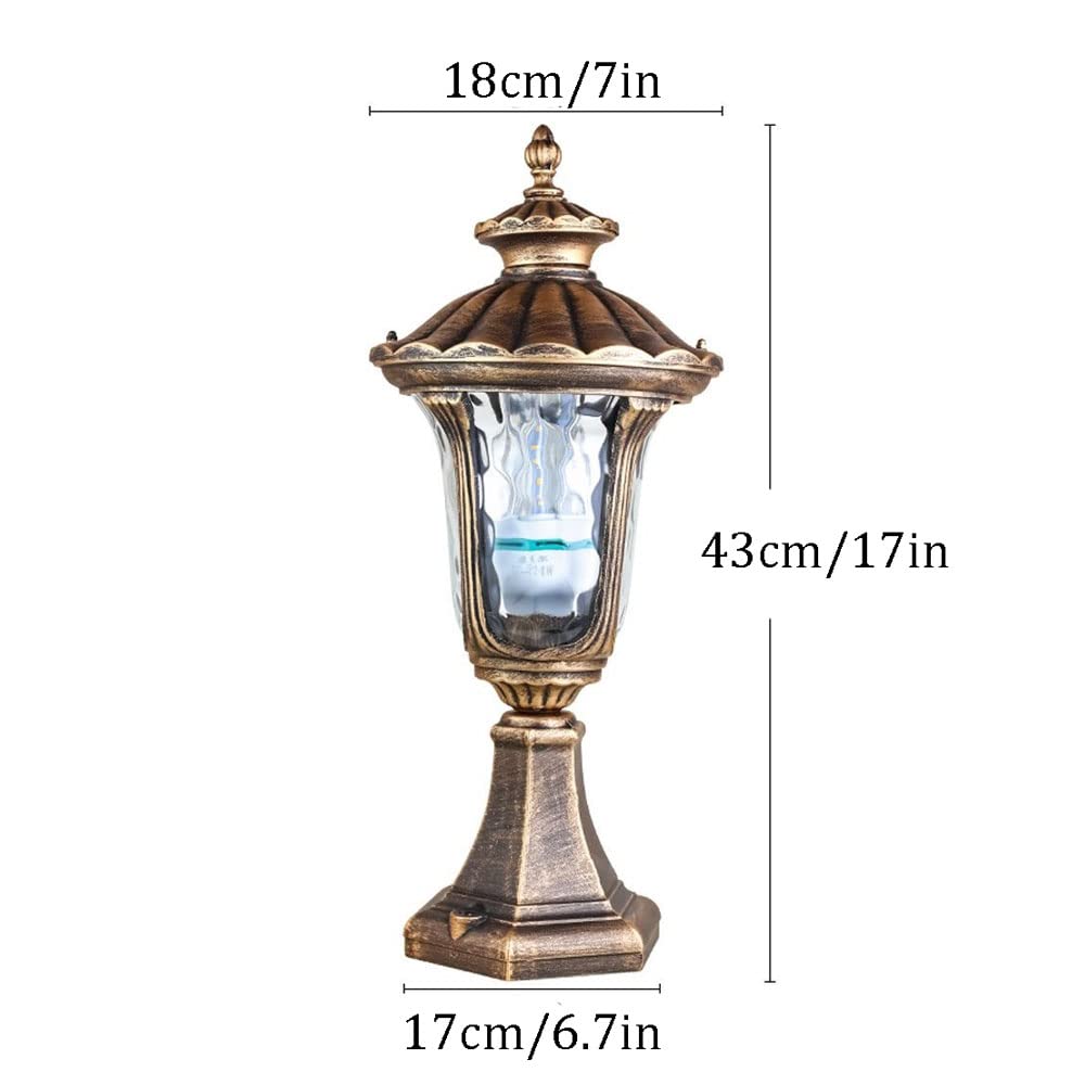 Portalampada per Esterni E27 Lampade a Colonna Antipioggia Tradizione Classic Victoria Lampada a palo in Vetro Patio Lampione Stradale Impermeabile Moderna Villa Giardino Prato Pillar Light