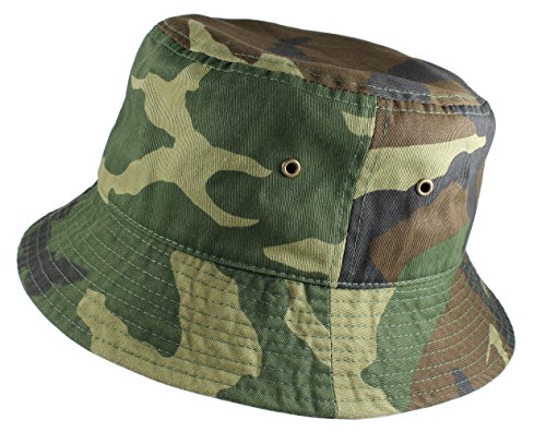Gelante Camo Cotton Bucket Hat for Women and Men Packable Travel Summer Beach Hat 1900-Woodland-L/XL