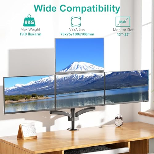 Image of WALI Quad Monitor Mount for 13-27 inch Screens, Extra Tall 4 Monitors Desk Mount, up to 19.8lbs, 32.2 inch Height Max, Fully Adjustable 4 Monitor Arms, VESA 75 /100mm (GSDM004S), Black