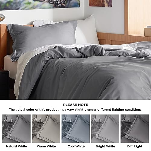 Bedsure Twin/Twin Xl Duvet Cover Kids - Soft Brushed Microfiber Duvet Cover Twin, 2 Pcs, Includes 1 Grey Kids' Duvet Cover (68"X90") With Zipper Closure & 1 Pillow Sham, No Comforter #TOP5