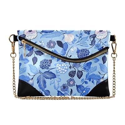 Caihoyu Pochette da donna in pelle PU antifurto borsa da sera per viaggio Blueberry acquerello