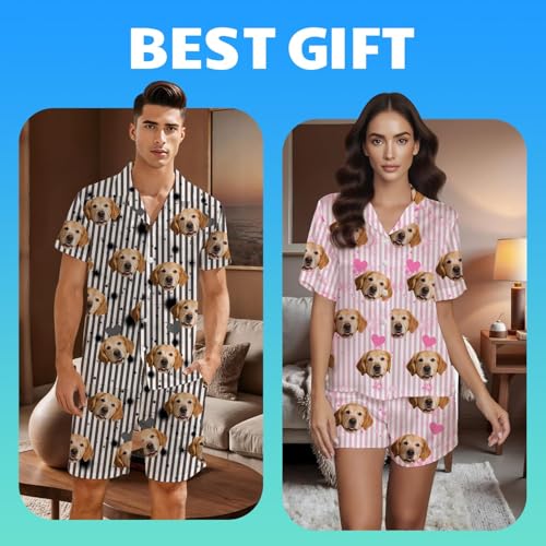 Personalized Pajamas Custom Pets Face Pajamas Sets for Women Men Matching Christmas Pajama Tops&Pants Valentines Day Gifts4