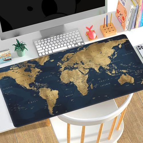 Tapis de Souris Carte topographique Carte du monde Tapis de Souris XXL 1200x500x3mm，Grand Tapis de Souris Gamer，Tapis Bureau Antidérapant Étanche，sous-main Bureau Large en Tissu，Maison Bureau Décor M4