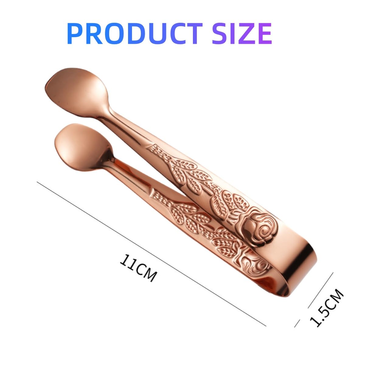 Rose Handle Sugar Tongs, Vintage Rose Relief Stainless Steel Ice Cube Clips Sugar Tongs Small Food Clips for Tea and Coffee Party,Kitchen