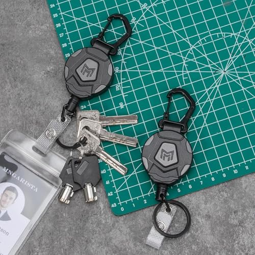 Image of MNGARISTA Retractable Keychain, Heavy Duty Carabiner Badge Holder, Tactical ID Badge Reel with 31.5 inch Steel Retractable Cord, 8.0 oz