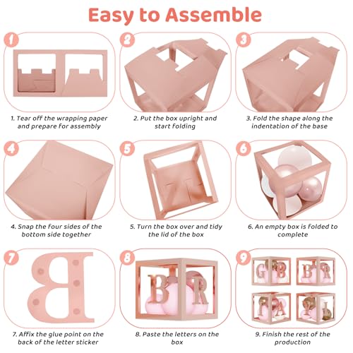 Amandir 134pcs Rose Gold Balloons Baby Box with Letter (A-Z+Baby) for Girl by Amandir - Used condition - Image 5