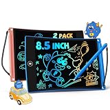 TEKFUN 8.5in 2 Pack LCD Writing Tablet for Kids Coloring Doodle Board Magic Drawing Pad for Kids with Anti-Lost Stylus, Car Trip Educational Toys Birthday Gift for 3 4 5 6 7 Kids Girls Boys Toddlers