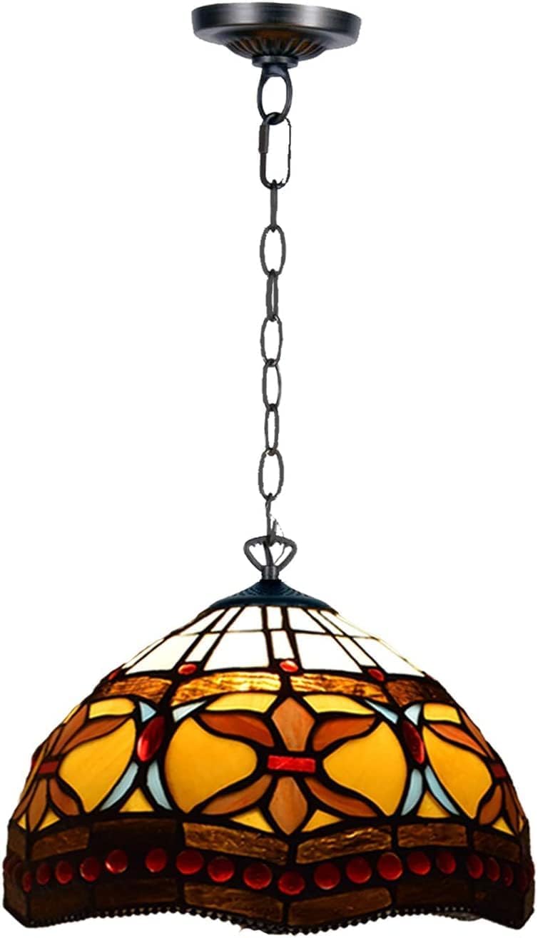 TIFFORA Tiffany Pendant Lamps Stained Glass Lamp Shades Handcrafted Stunning Quality Antique Design Pendant Light for Living Room Bedroom Lounge (TF(P)-1001)