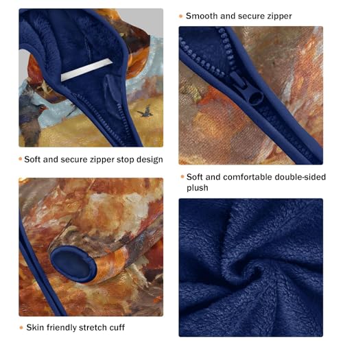 Chicken Among Pumpkins in Field Toddler Fleece Jacket Girl Boys Hooded Fleece Jacket Coat Warm Outwear Zip-up 3-10T3