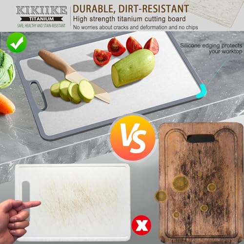 Titanium Chopping Board Double-Sided Non-Slip Silicone Edging Pure Titanium Cutting Boards for Kitchen - Double-Sided Dinner Plate – defrosting Tray ECO-Durable and Easy to Clean (Small) - Image 3