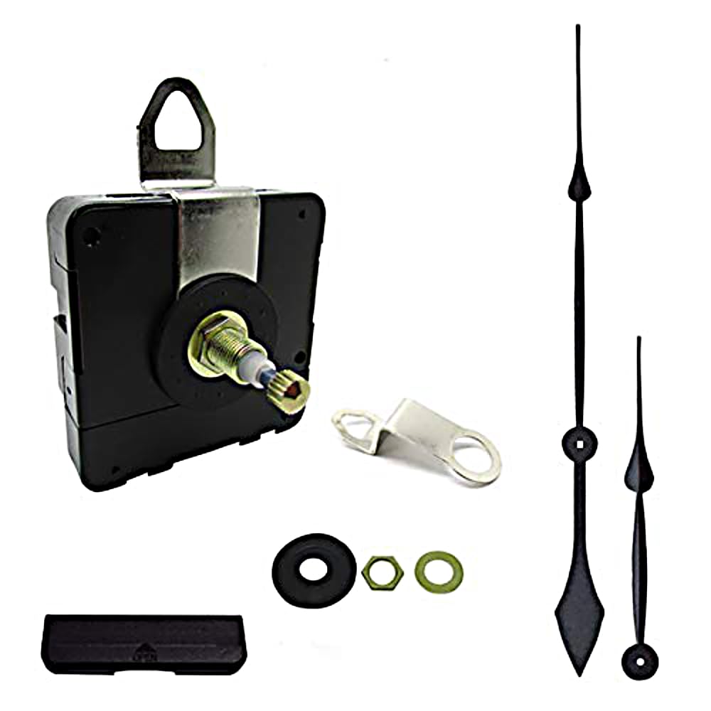 New or Replacement Battery Operated High Torque Silent Japanese Quartz Mechanism Movement Motor Outdoor Wall Clock Long Metal Hands DIY Repair (450mm Black, 30mm Shaft - Non Ticking Sweep)