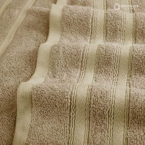 Image of BOUTIQUE LIVING Zen Living Cotton Bamboo 550 GSM Beige Hand Towels (Pack of 2) - Zero Twisted Technology