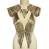 edles kleid hochzeit Feature: handgefertigt SCDZS Stickerei Spitze Applique Gold Pailletten Blume Hochzeit edle Kleid nähen tüll Stoff DIY Braut Kleid Dekoration Handwerk