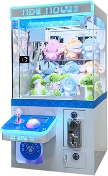 Crane Game Coin Operated Mini 3 Claw Home Crane Machine Mini Plush Grabber Machine Insert Without Jamming Coins Free Space Saving Compact Gashapon Machine Commercial Use Blue