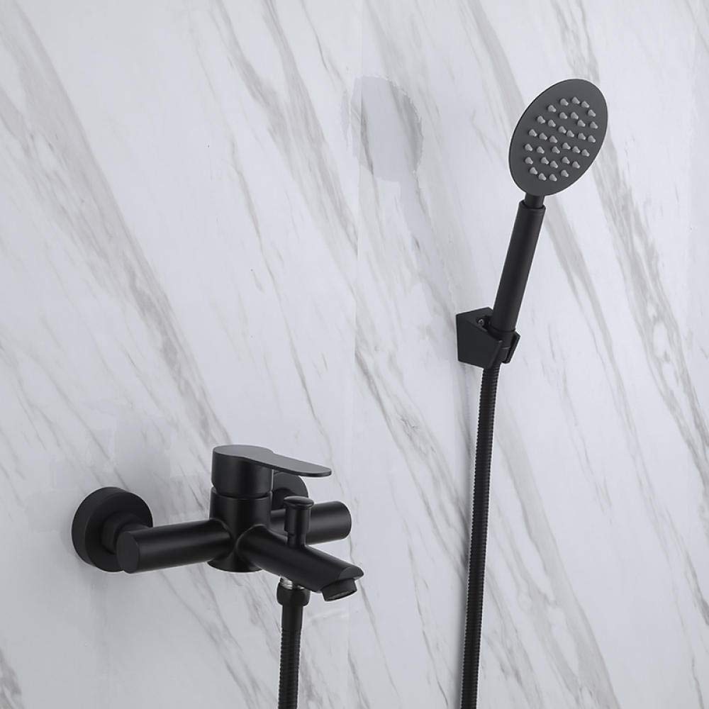 Ensemble de douche en acier inoxydable noir mat avec mitigeur mural de salle de bains